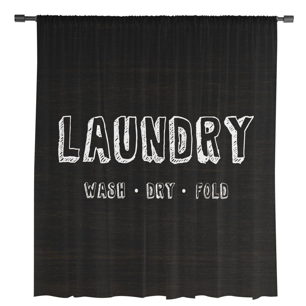 Laundry Room Text Window Treatment Tulle Modern Sheer Curtains for Kitchen Living Room the Bedroom Curtains Decoration