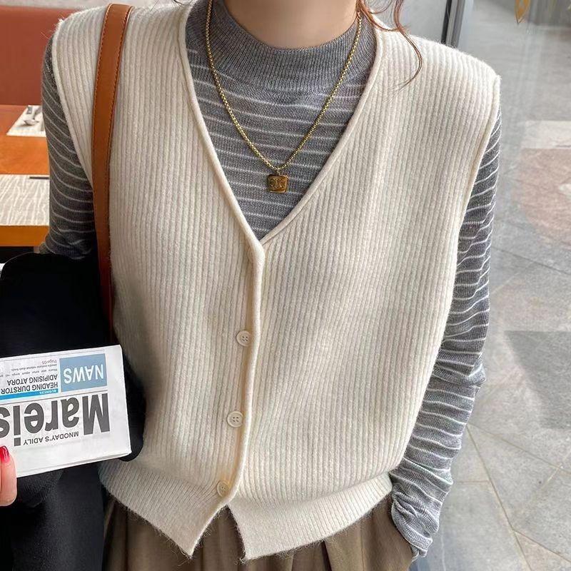Knitted vest women's outerwear spring and autumn new style camisole layered and fashionable sleeveless sweater jacket