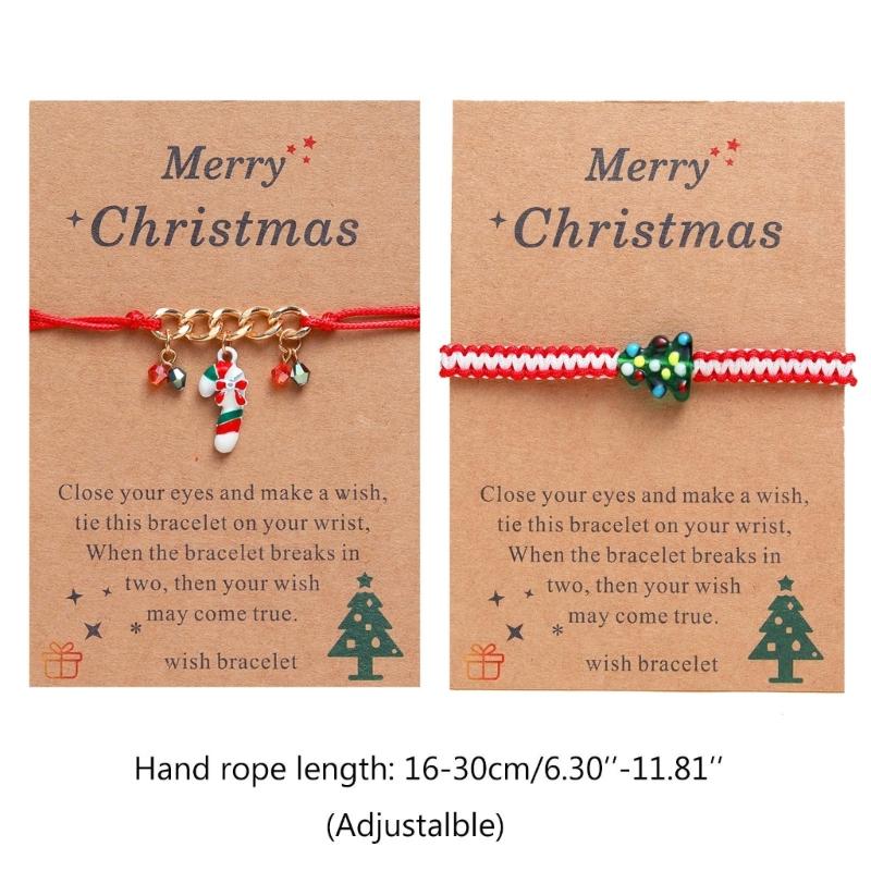 Weihnachtliches Seilarmband für Damen, Weihnachtsbaum-Anhänger, Armband zum Schutz und für Glück, schlichtes geflochtenes Armband