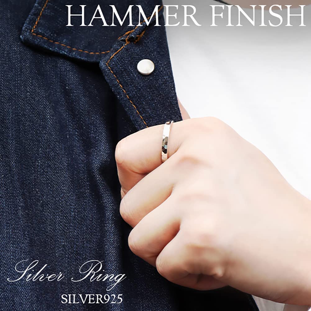 Gin No Hammered Slim Silver 925 Ring Simple [Shinjuku Kura] (Size 11) Men's