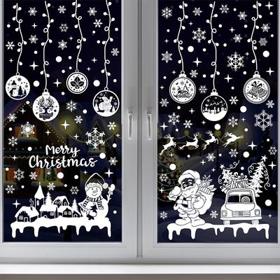 2023 Christmas Window Stickers, Double Sided Display Windows, Holiday Decorative Wall Stickers, Electrostatic Wall Stickers