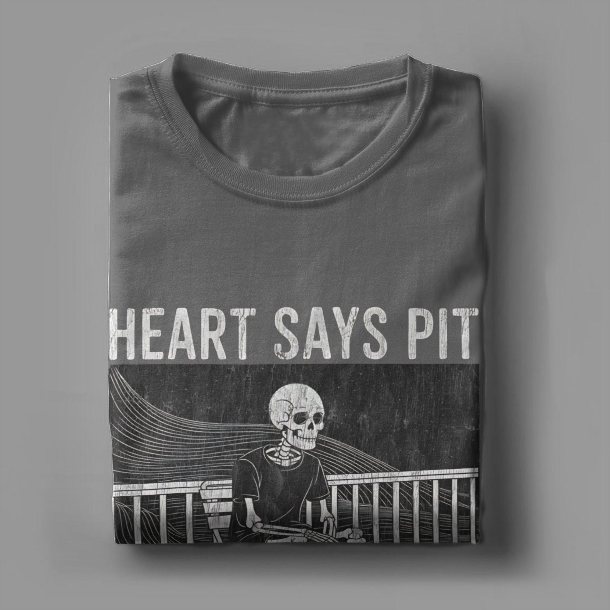 Hip Hop Funny Heart Says Pit Knees Say Balcony TShirt Unisex Cotton Short Sleeve Oneck Summer Tops Shirts S
