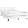 VidaXL Divan Bed with Mattress White 140x190cm Faux Leather - Model 3141000