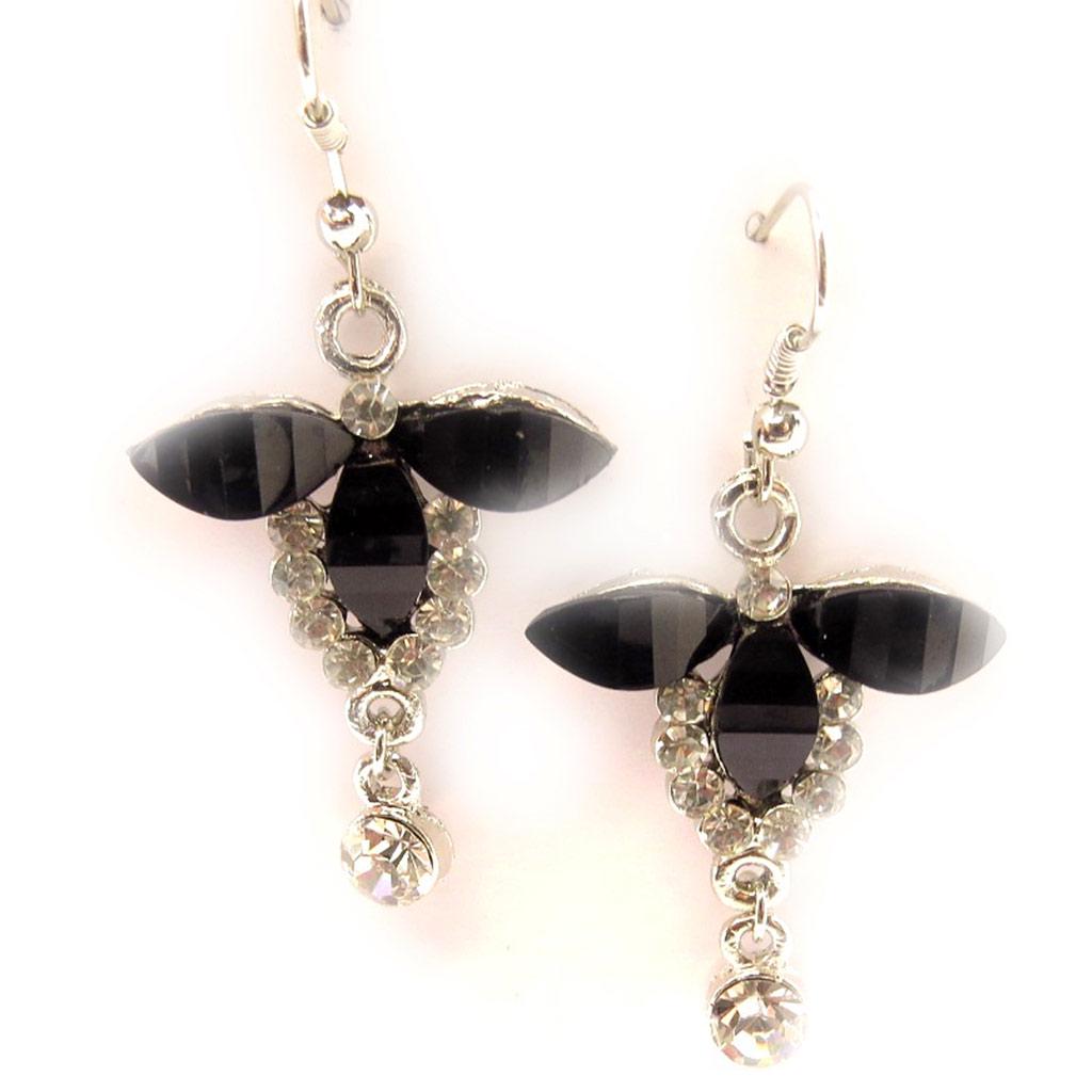Les Trésors De Lily [C4837] - 'Princesa' Earrings Black White