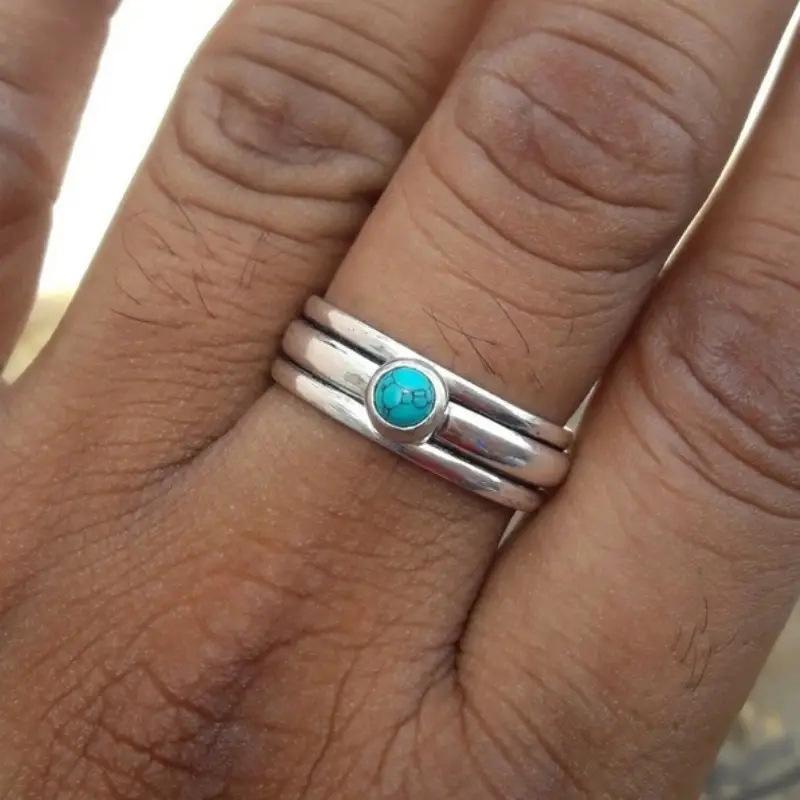 Cao Shi Opal Multi-Circle Retro Ethnic Ring