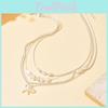 Butterfly Bow Multilayer Necklace With Faux Pearl And Electroplated Chain For Women