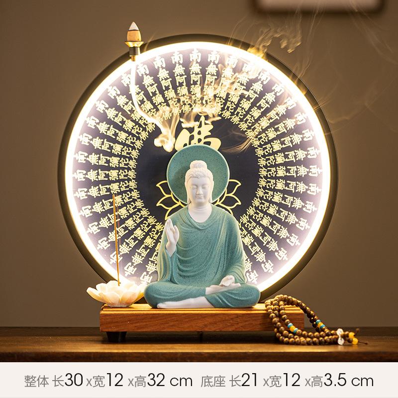 Buda Heykeli Tathagata Buda Figürü Sakyamuni Büyük Buda Heykeli Seramik Lamba Çemberi Tütsülük İçin Özelleştirilmiş Sundurma Ev Dekorasyonu