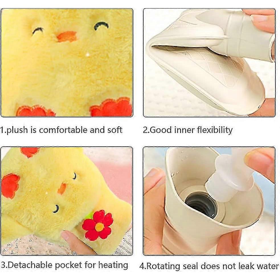 Little Yellow Duck Plush Hot Water Bottle, Plush Hot Water Bottle, Hot Water Bottle With Lid, Hot Water Bottle, Mini Hot Water Bottle, Silicone Mini H