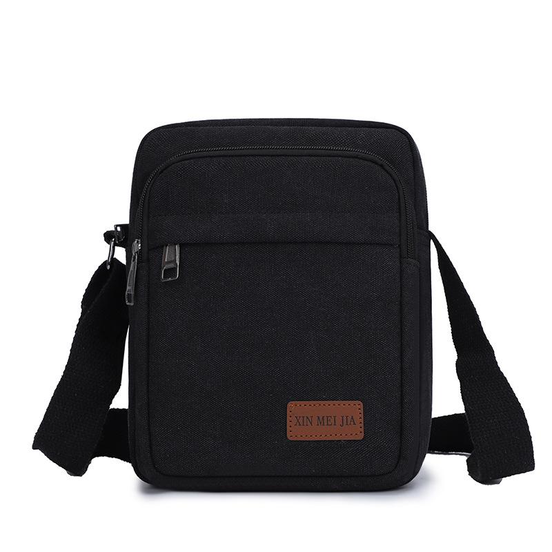 

Мужская парусиновая сумка, сумка через плечо, легкая многослойная сумка кросс-боди чёрный