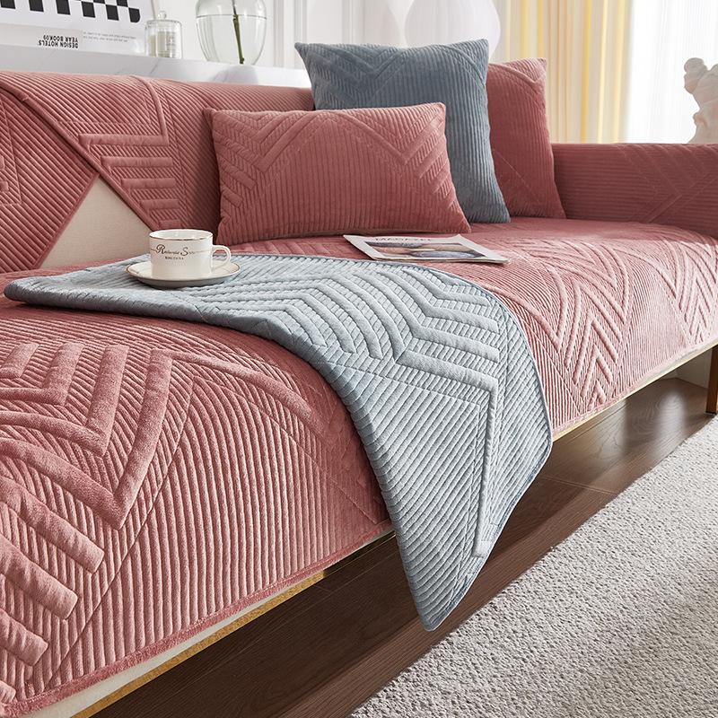 Sofa Cushion Four Seasons Universal Non-Slip Sofa Cover Short Plush Leather Cushion Cover Cloth Cover Modern Simple Thickened