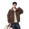 Mens Faux Rabbit Fur PU Padded Jacket Loose Fit Warm Winter Work Coat Couples