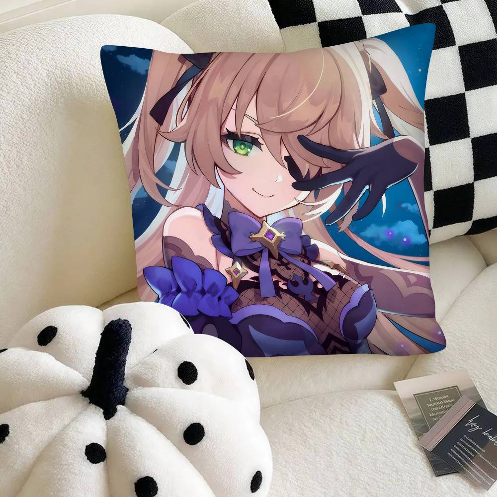 Fischl Anime Game Genshin Impact CUTE Pillow Case Square Pillow Bedroom Sofa Leisure Comfort Cushion Car Home Decoration