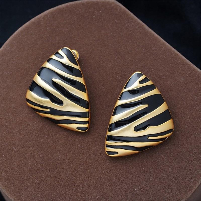 Stylish Zebras Stripe Studs Earrings Lightweight Metal Jewelry Handmade Ear Accessories For Everyday Outfits