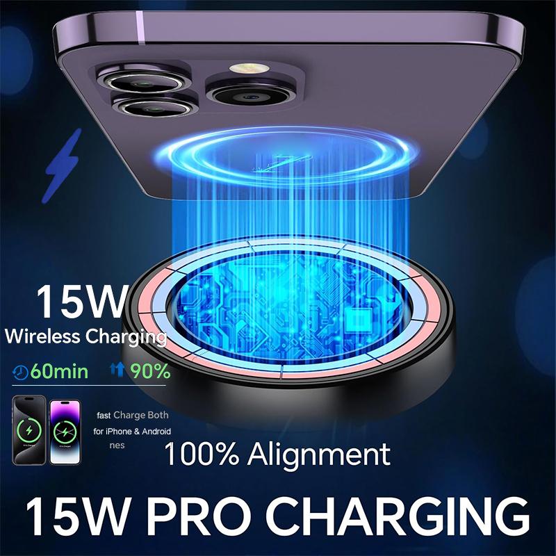 Magnetic Wireless Car Charger 15W Fast Charging Adapter Dashboard Car Phone Holder for iPhone 16 15 14 Pro Max Plus 13 12