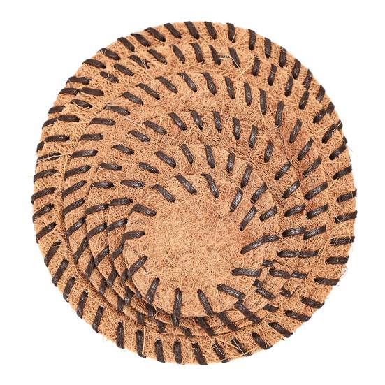 Handwoven Coir Tea Coaster Heat-Resistant Natural Bristle Mat for Teapot Cups Rustic Palm Fiber Pad for Tea Ceremony Absorbent Eco-Friendly
