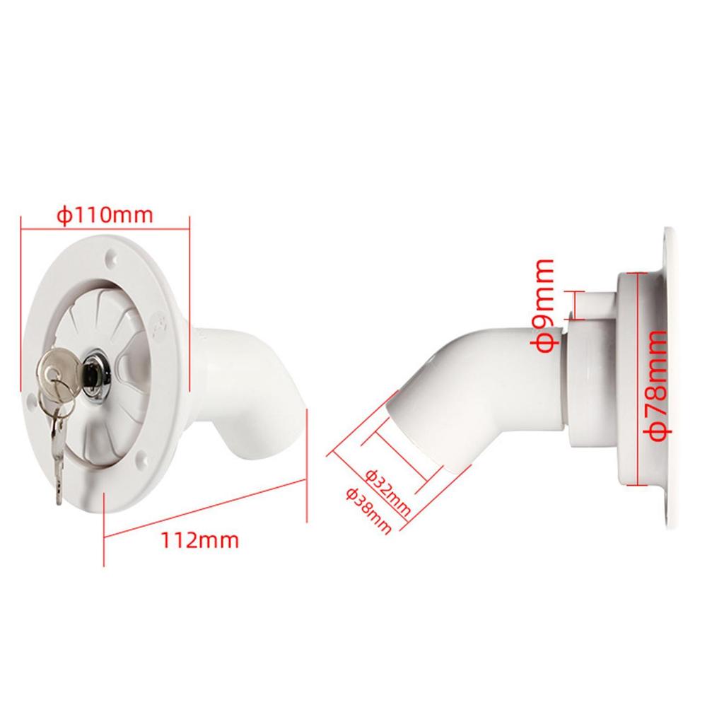 78mm Water Inlet Filler Tough Fill Hatch for RV Trailer Boat Motorhome Black