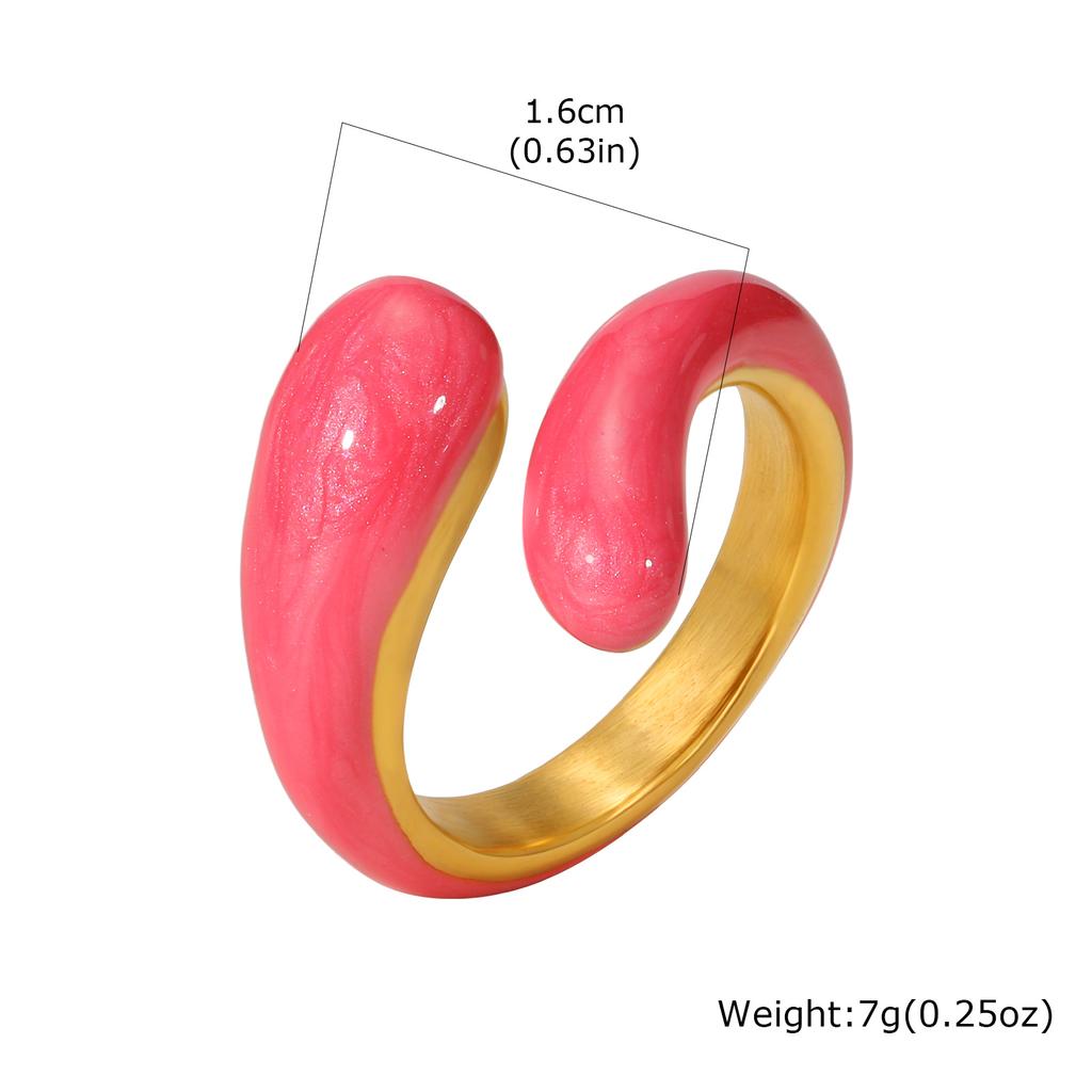Onregelmatige Geometrische Kleurrijke Emaille Ring voor Vrouwen Gepersonaliseerde Roestvrijstalen Ring Hoge Kwaliteit Creatieve Vinger Sieraden