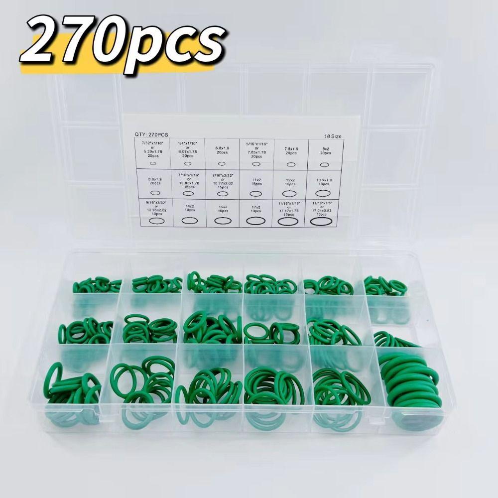 270Pcs 18 Sizes O-Ring Seals Assortment Kit Car O-Ring Rubber Ring Kit  Automotive Maintenance
