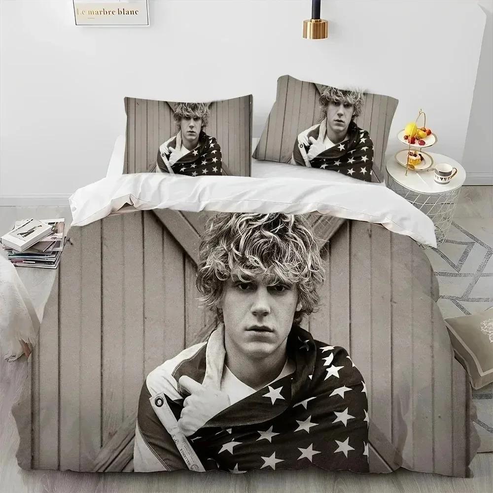 Cute Evan Peters Movie TV Actor Comfortable Duvet Quilt Cover Pillowcase Bedding Set Children Bedroom Decoration Home Textile
