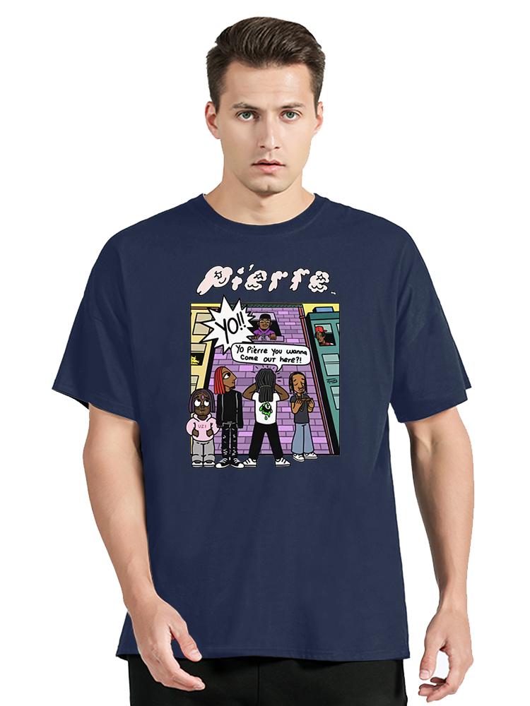 

Yo Yo Pierre You Wanna Come Out Here Funny Cartoon Tshirt Women Men Manga Styles Cotton Tops Summer Short Sleeve Black T-shirt S