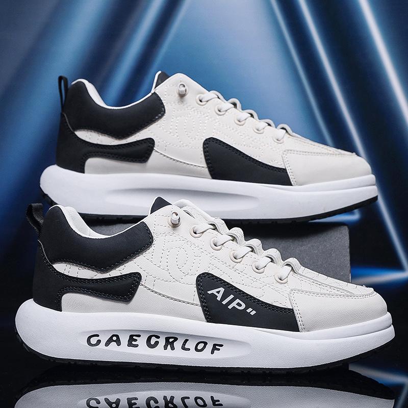 Sneakers Men's New Trendy Versatile Low-top Casual Leather Shoes Platform-soled Fashion Board Shoes Forrest Gump Shoes Color Matching Loafers