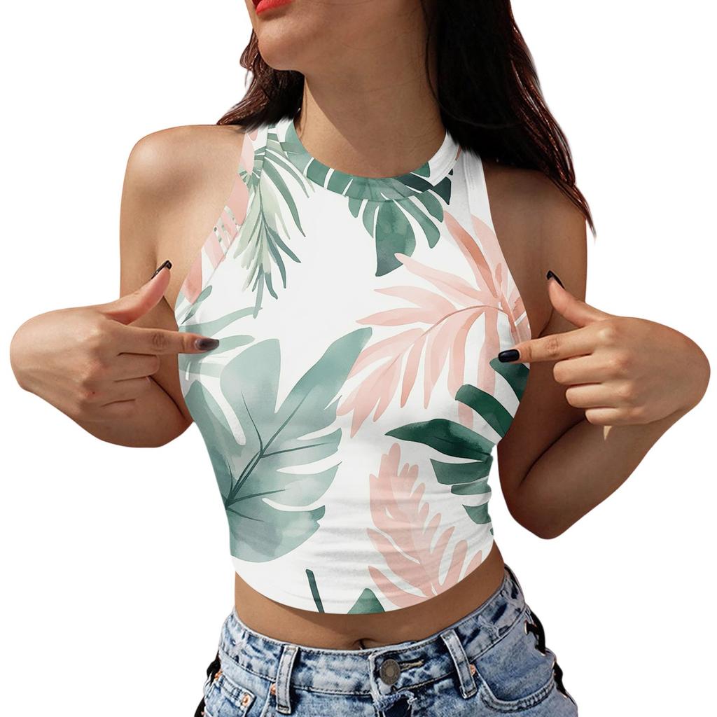 Women's Fashion Hawaii Print Sleeveless Base Tank Top