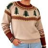 Pullover Sweater, Christmas Tree Jacquard Sweater, Loose Top for Women