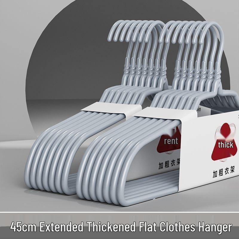 Non-Slip Adult Clothes Hanger - Thickened Seamless Drying Rack 45CM Extra Thick and Long - Gray Blue