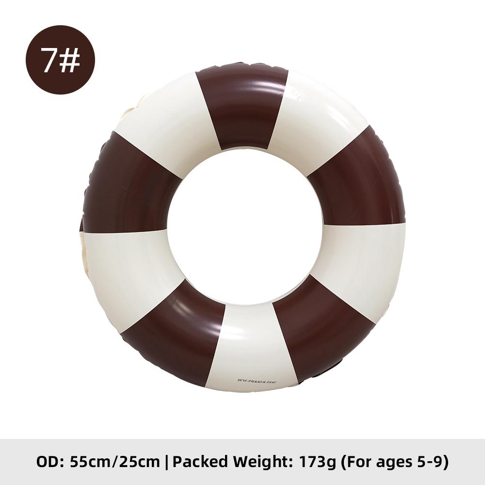 Summer Multicolor Striped Inflatable Swim Ring Thick PVC Leakproof Portable Foldable Pool Float Swimming Circle for Adults Kids