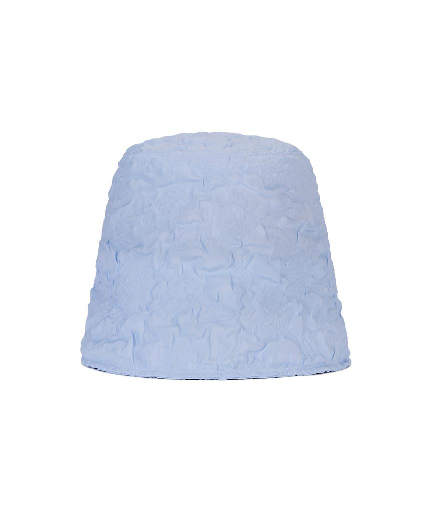 Bajal Embossed Long Label Drop Bucket Hat Blue