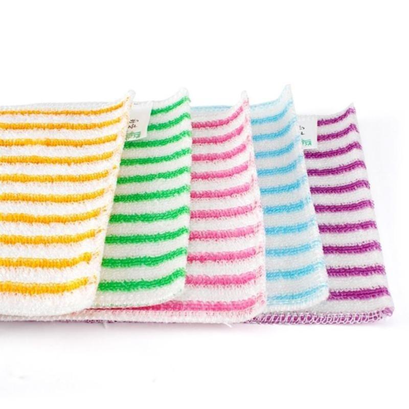 5PCS Wash Clean Towels Water Kitchen Colorful Dining Stripe