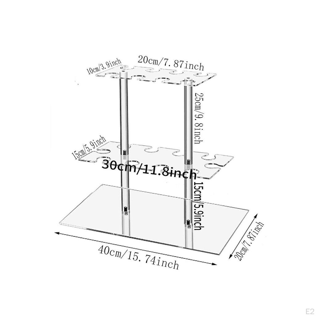 Acryl-Präsentationsständer für Weingläser mit abnehmbarem Champagnerflötenhalter für Veranstaltungen