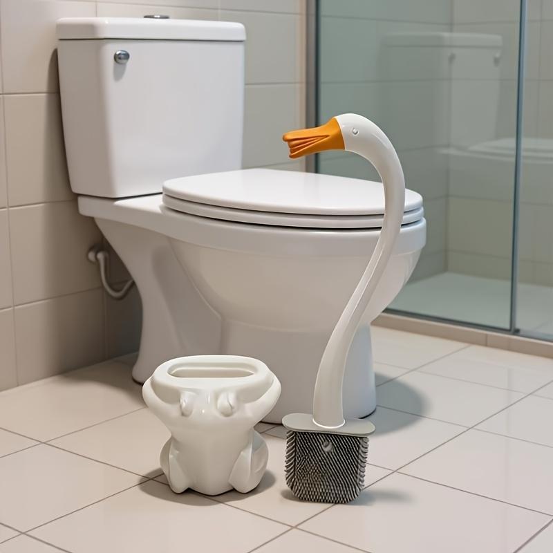 

Goose-shaped Toilet Brush with a Frog Base, Can Be Wall-mounted or Placed on the Floor