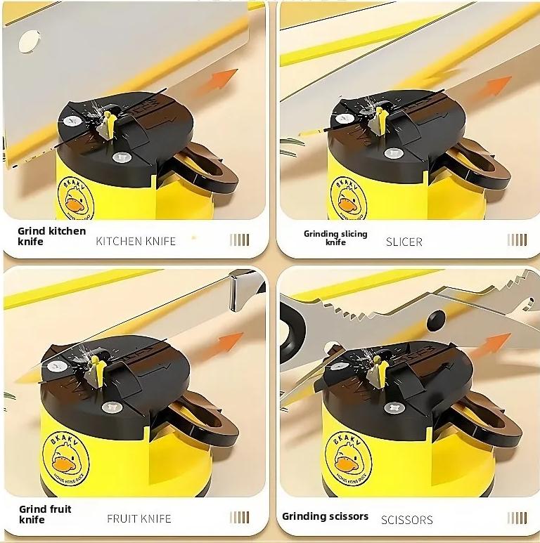 Small Yellow Duck Mini Suction Cup Sharpener, Home Quick Sharpening Tool, Kitchen Mini Sharpener, Sharpening Stone, Easy To Use