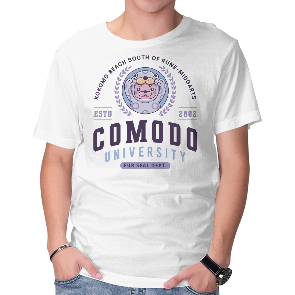 Unisex Crew Neck T-Shirt Comodo University Graphic Short Sleeve Casual Tee XXXXL