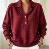 Women's Casual Pullover Sweatshirt with Lapel Collar, Long Sleeve, Loose Fit, Multi-Color
