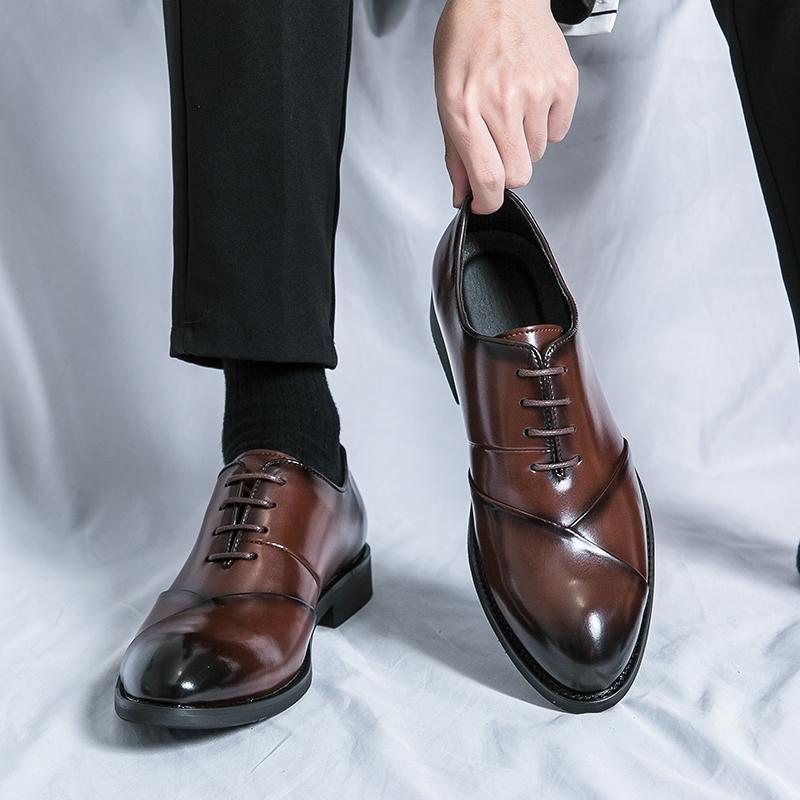 

Оригинальный дизайн, мужские кожаные туфли класса люкс, деловые, офисные, оксфорды, туфли для ужина, туфли для жениха и невесты 40 коричневый