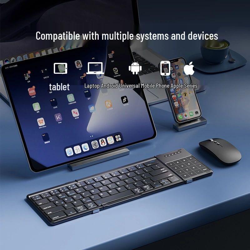 Popular Dual-Mode Wireless Bluetooth Folding Keyboard with Touchpad & Numeric Function