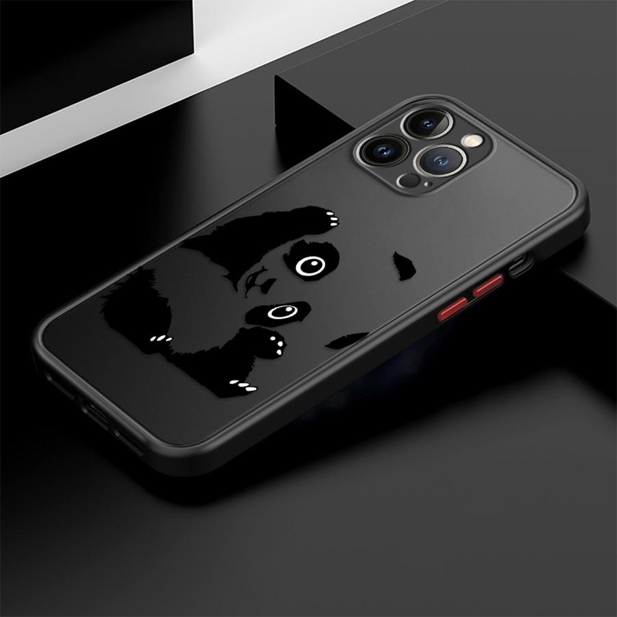 Cute Cartoon Panda Phone Case For iPhone 16 15 14 13 12 11 Pro Max Mini X XS XR SE 7 8 Plus Shockproof Matte Hard Cover Fundas