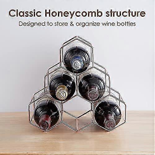 Countertop Wine Rack - 6 Bottle Holder For Wine Storage, Freestanding Wine Rack For Wine Cellar Bar Cabinet Gold