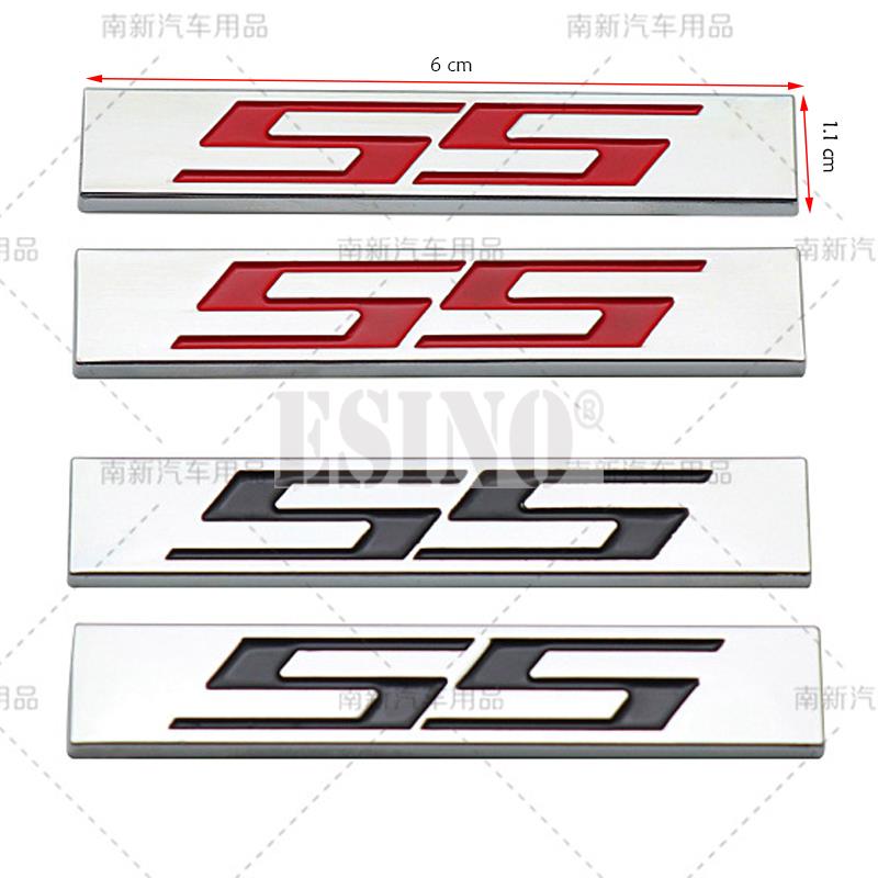 2 x 3D SS Metal Chrome Zinc Alloy Emblem Car Body SS Badge Sticker Decal Adhesive Badge for Chevrolet SS Camaro SS