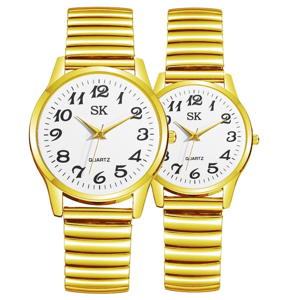 Men's Women's Bussiness Watch Couple Watch Set Romantic Bohemian Style Elastic Strap Quartz Watch Set (Box Not Included)