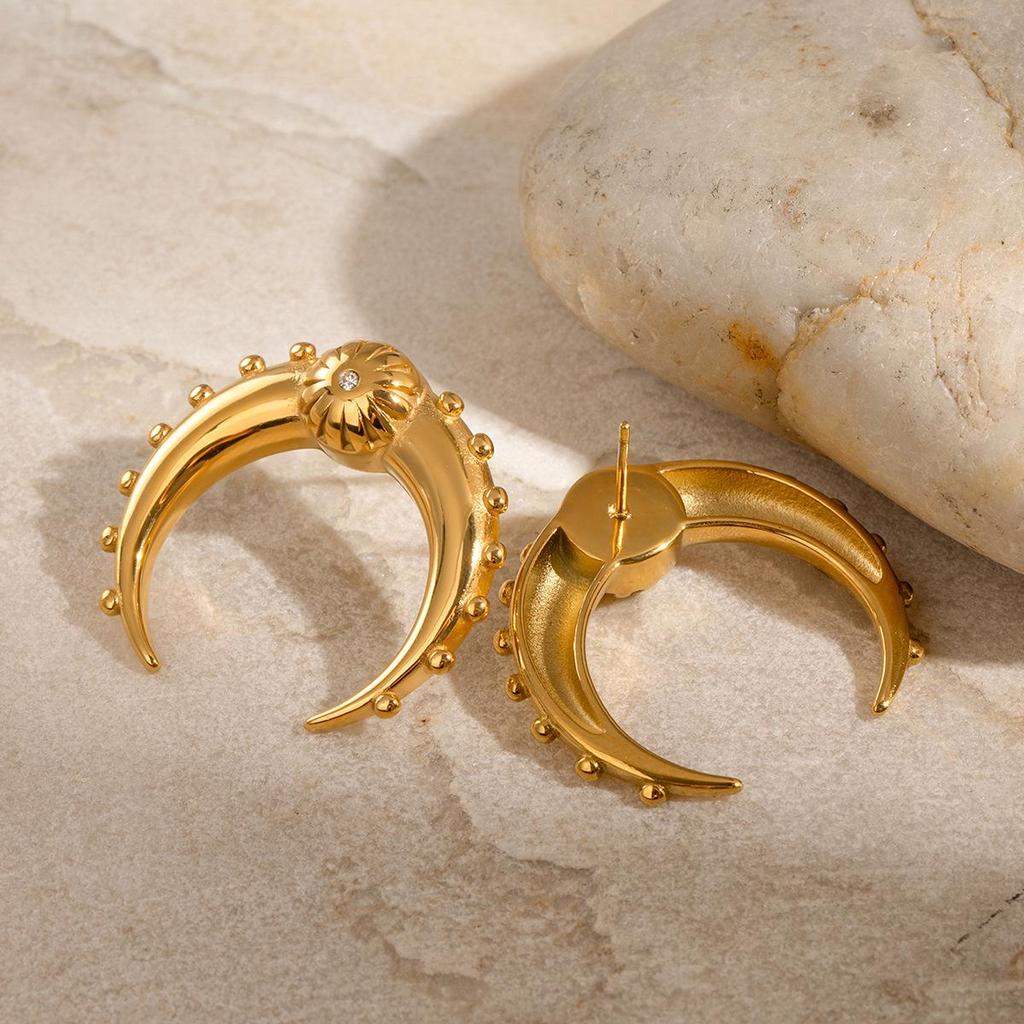 Jieding 18K Stainless Steel Double C Stud Earrings: High-End Niche Titanium Steel Cross-Border Earrings