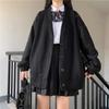 Japanese Fashion College Loose V-neck Cardigan  New Sweater Female Outer Wear Sweater Coat Japanese School Uniform