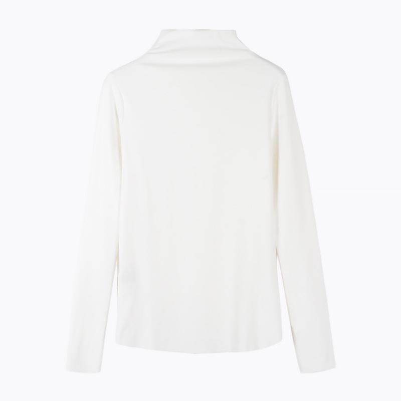 2023 Korean Style Women's Slim Fit Half-High Collar Long-Sleeve Solid Color T-Shirt for Early Autumn