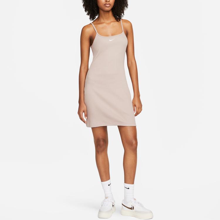 Nike Sportswear Essential American Vintage Solid Color Casual Sports Sleeveless Dress Women dresses Gray-Brown DM6231-272