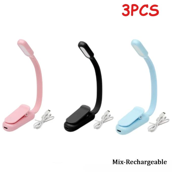 Mini USB Rechargeable Clip On Book Light 3 Level Adjustable Brightness LED Night Lamp For Bedroom Travel Study