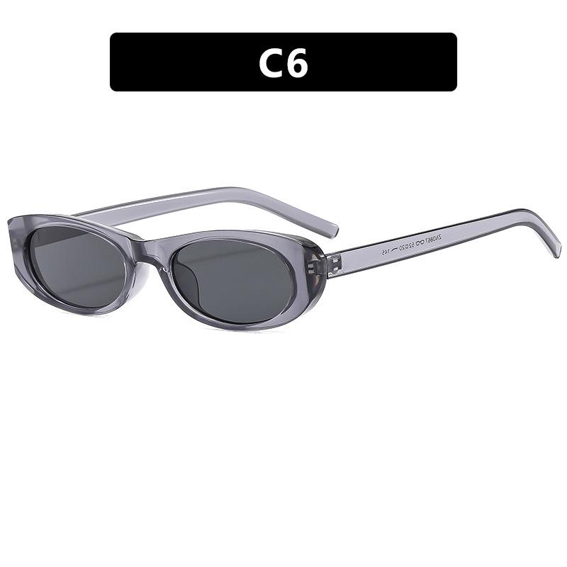 Narrow Oval Frame Women's UV Protection Fashion Sunglasses 2024 - European & American Style, Perfect for the Beach.