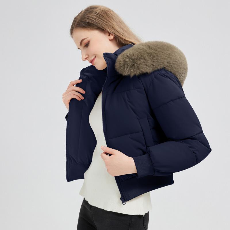 Winter new fur collar casual versatile cotton clothes hooded short thermal cotton-padded clothes thickened fashion jacket