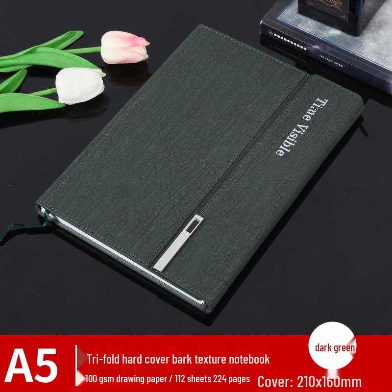 

A5 Tri-Fold Business Notebook with Magnetic Closure and Metal Insert